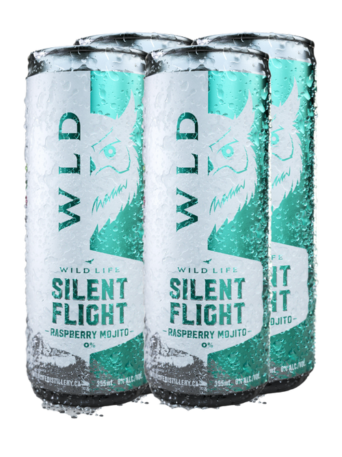 Wild Life Distillery Silent F light Raspberry Mojito Non Alcoholic 4 Cans
