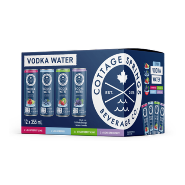 Cottage Springs Vodka Water Sleek Variety Pack 12 Cans