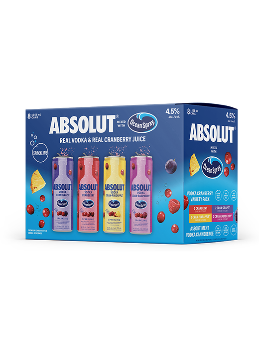 Absolut X Ocean Spray Variety Pack 8 Cans