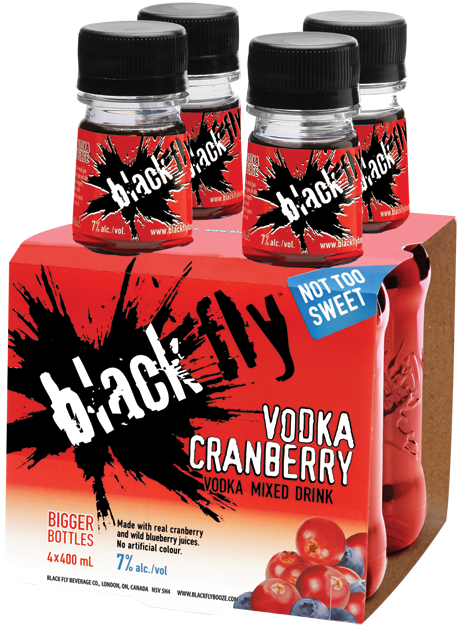 Black Fly Vodka Cranberry Mixed Drink 4 Bottles