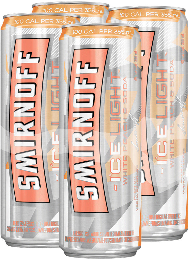 Smirnoff Ice Light White Peach & Soda 4 Cans