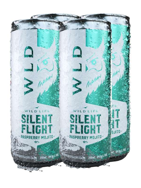 Wild Life Distillery Silent F light Raspberry Mojito Non Alcoholic 4 Cans