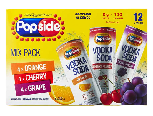 Popsicle Vodka Poptails Mix Pack 12 Cans